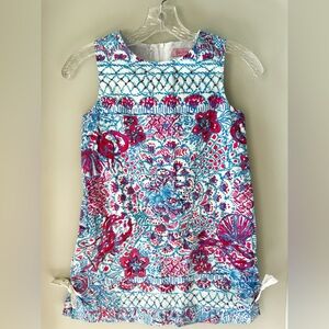 Lilly Pulitzer Blue and Pink Classic Girls Shift Dress